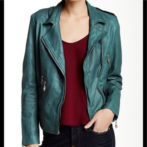 sea green leather jacket